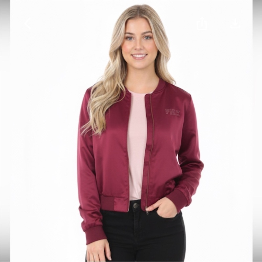PINK Victoria’s Secret pink bomber varsity jacket
